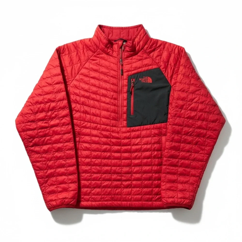 The North Face Thermoball Red Quilted‎ Half Zip Pullover Jacket Men's XXL